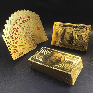 Baralho Folheado Poker Truco Cartas Jogos Dólar e EURO Dourado Prata e Rose