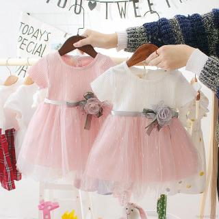 Vestido Infantil De Princesa Com Manga Curta E Malha Design De Rosa Para Meninas