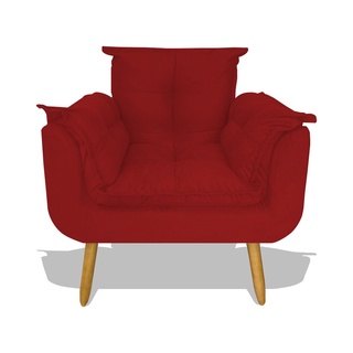 Poltrona Cadeira Opala Sala Quarto Amamentação Gestante Fibra Silicone Recepção vermelho