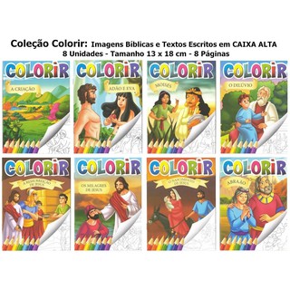 Kit Com 24 Livros Bíblicos Infantis 16 Para Ler e 8 Para Colorir - Tamanho de cada livro 13 x 20 cm - 8 Páginas (7)