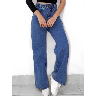 Calça Jeans Feminina Wide Leg Pantalona Vintage Tendencia