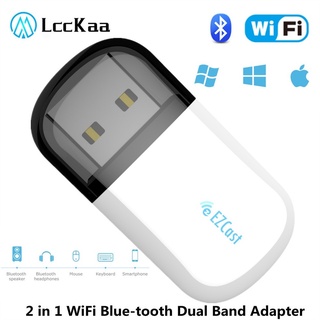 Lcckaa Adaptador Wi-Fi 600 Mbps Usb Dual Band 2.4 Ghz 5.8 Bluetooth 2 Em 1 Dongle Antena Para PC Portátil