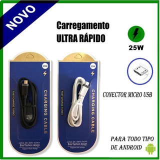 Cabo Micro USB Carregador Turbo 25 W