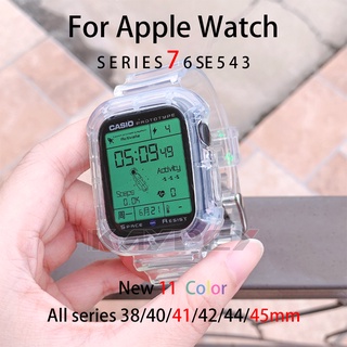 Pulseira De Silicone TPU Transparente Para Apple Watch 7 6 5 4 3 SE 38MM 40MM 42MM 44MM iWatch 7 41MM 45MM Substituição
