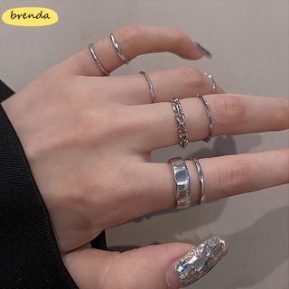 7 unidades / conjunto de anéis de corrente de ouro modelo mais recente estilo retro coreano anel BRENDA