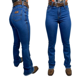 Calça Country Jeans Feminina Exclusivo Badana Azul Flare | Ref.: 6006