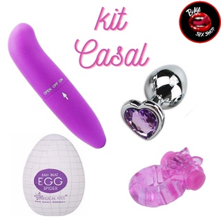 Kit Casal Erótico Plug Anal Egg Anel Peniano e Vibrador Ponto G Sex Shop