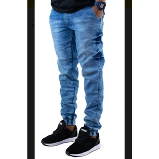 Calça Jogger Masculina Jeans Sarja Premium Elástico Lycra (2)