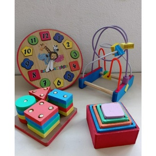 Kit Brinquedo Pedagógico Prancha Seleção + Relógio + Aramado M + Cubo De Encaixe