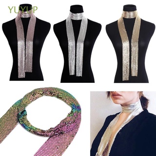 YUYUP Sexy Womens Party Long Thin Neck Chain Punk Statement Aluminium Alloy Long Choker Sparkly Sequins Scarf/Multicolor