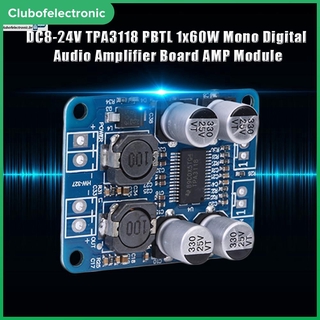Placa de Módulo Amplificador Digital Mono de DC8-24V TPA3118 PBTL 1x60W