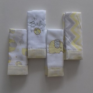 Pano de Boca para Bebê (Babete) Bordados Kit com 7 Unidades Lindas Para Enxoval sendo 4 de tecido de fralda e 3 de tecido atoalhado (6)
