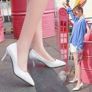 2020 HOT Mulheres Sapatos Bombas Dedo Apontado Vestido De Couro De Patente De Salto Alto De Barco Casamento Zapatos Mujer