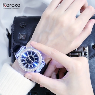 🌟【✅KOROZO】🌟 Luminous Watch Korean Fashion Trend Personality Rhinestone Led Male Female Student Couple Jelly Quartz Watch (5)