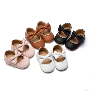 Babyshow Sapato Infantil Feminino De Couro Pu Sola Flexível Antiderrapante Com Laço Para Primeiros Passos 0-18m