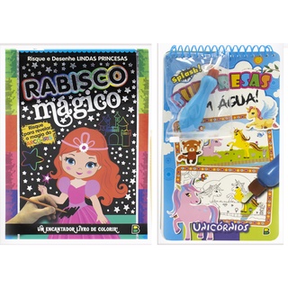 Kit com 2 Livros Mágicos - Risque Rabisque Princesas + Surpresa com Água Unicórnios/ Aqua Book