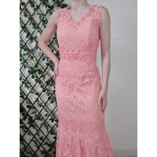 Vestido bordado de festa rosé madrinha casamento renda - tam p/m