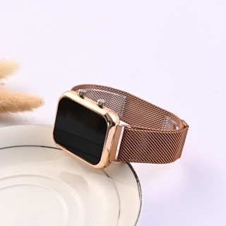 Relógio Feminino Digital Led Quadrado Dourado e Rose breto prata Moda Blogueira 2021