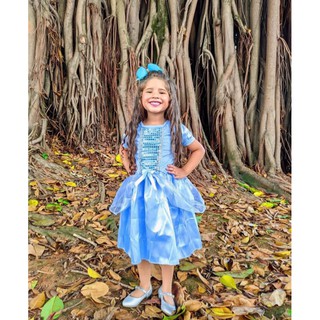 Vestido Infantil Fantasia Princesa Cinderela