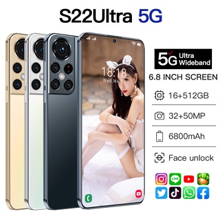 S22 Ultra16+512GB Smartphone 5G Original Cellphone Dual Card Android 6000mAh Support Google Face Unlock Phone