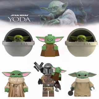 Blocos De Construção De Brinquedos Do Filme Star Wars Minifigures Yoda Mandalorian Compatível Lego Starwars
