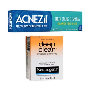 Sabonete Deep 80g + Acnezil 20g neutrogena limpa o rosto facial peito corpo (1)