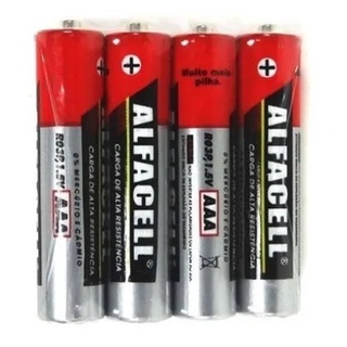 Olamax Kit 4 Pilhas Palito Alfacell Bateria AAA Pequena Alta Resistência - 1,5v