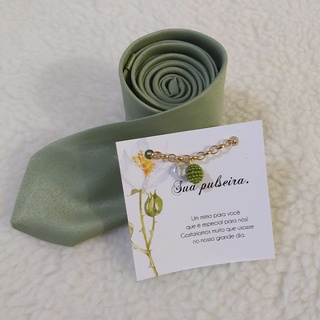 kit gravata para padrinho e pulseira para madrinha Verde Sage
