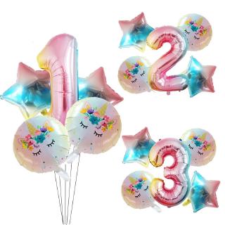 5 Pçs Balões De Hélio Com Desenho De Unicórnio / Brinquedo Para Bebê / Menina / Menino / Festa De Aniversário (1)