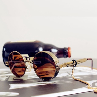 Óculos De Sol Alok Aço Modelo Redondo Steampunk RF099