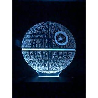 Luminária Led 3D, Death Star, Estrela da Morte, Guerra nas Estrelas, Star Wars, 16 cores, Top, Geek