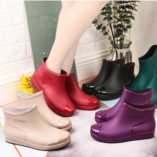 Botas de chuva femininas tubo curto impermeável antiderrapante calçados aquáticos duráveis ao ar livre (1)