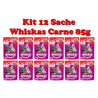 Caixa com 12 Whiskas Sâche Carne ao Molho Adulto 85g (1)