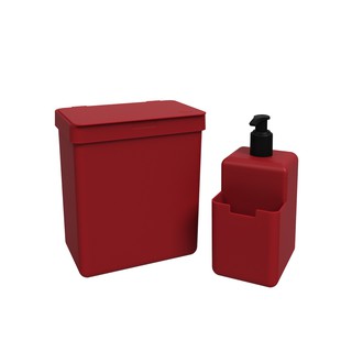 Kit Lixeira 2,5 L + Dispenser de Detergente Single Coza Sobre a Pia Esconde Sacola Várias Cores Disponíveis (5)
