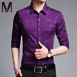 【2 cores】 Camisa masculina casual empresarial de manga longa Baju Kemeja Coreano Formal Office camisas masculina camiseta camiseta