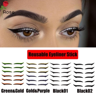 6 Pares De Delineador Reutilizável Com Glitter Tira Adesiva Colorida De Longa Duração/Maquiagem Para Olhos/Mulheres (1)