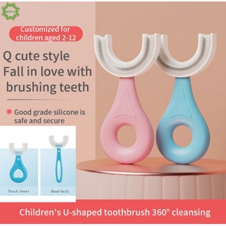 Qipin Escova De Dentes Infantil Rotativo Em Formato De U De Silicone Flexível Manual Oral Para Limpeza De Bebês