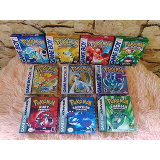 5 caixas com berço repro pokemon a livre escolha gba gbc gameboy classic, color ou advance