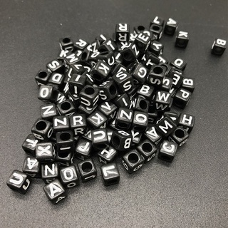 100 Pcs 6mm Mix Contas Carta Alfabeto Quadrado Beads Acrílico Beads DIY Fazer Jóias Para Colar Pulseira Acessórios (4)