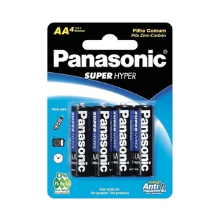 4 Pilhas Panasonic AA Comum Super Hyper Antivazamento