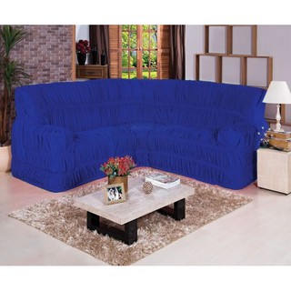 Capa para sofá de canto de até 6 lugares 21 elasticos malha Gel azul royal