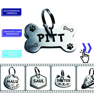 Placa De Identificação Pet / Cachorro / Gato / Gravada Laser