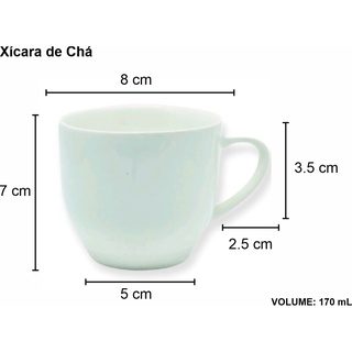 Jogo 6 Xicara Café Chá Porcelana 170ml Cor Branca (3)