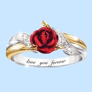 Anel Rosa E Rosa Vermelho Para Sempre / Casamento / Noivado / Presente