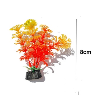 Planta Artificial Aquario 8cm laranja Enfeite e Decoração