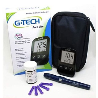 Glicosímetro Medidor Glicose G-tech Lite Completo com Tiras Lancetas e Lancetador