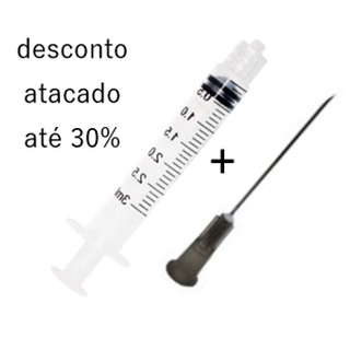 Seringa 3ml Rosca + Agulha 25x7 UNIDADE e ATACADO Descarpack/Medix (1)