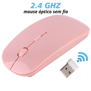 Mouse Sem Fio Rosa Compatível Notebook E Computador 2.4 Ghz 800 1200 1600 DPI