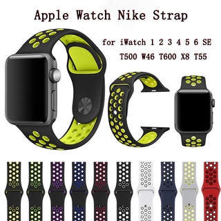 Pulseira Silicone Furo Nike Apple Watch 44mm para Iwo W26 F8 T500 W46 Silicone Iwo 12 iwo13 smartwatch pulseiras novas