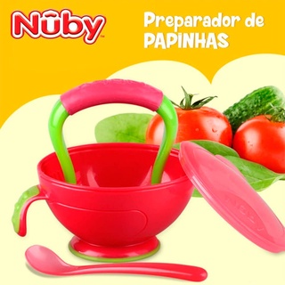 Kit Bebê Preparador e Amassador de Papinhas e Frutas Nûby - Azul ou Vermelho - Envio Imediato! (3)